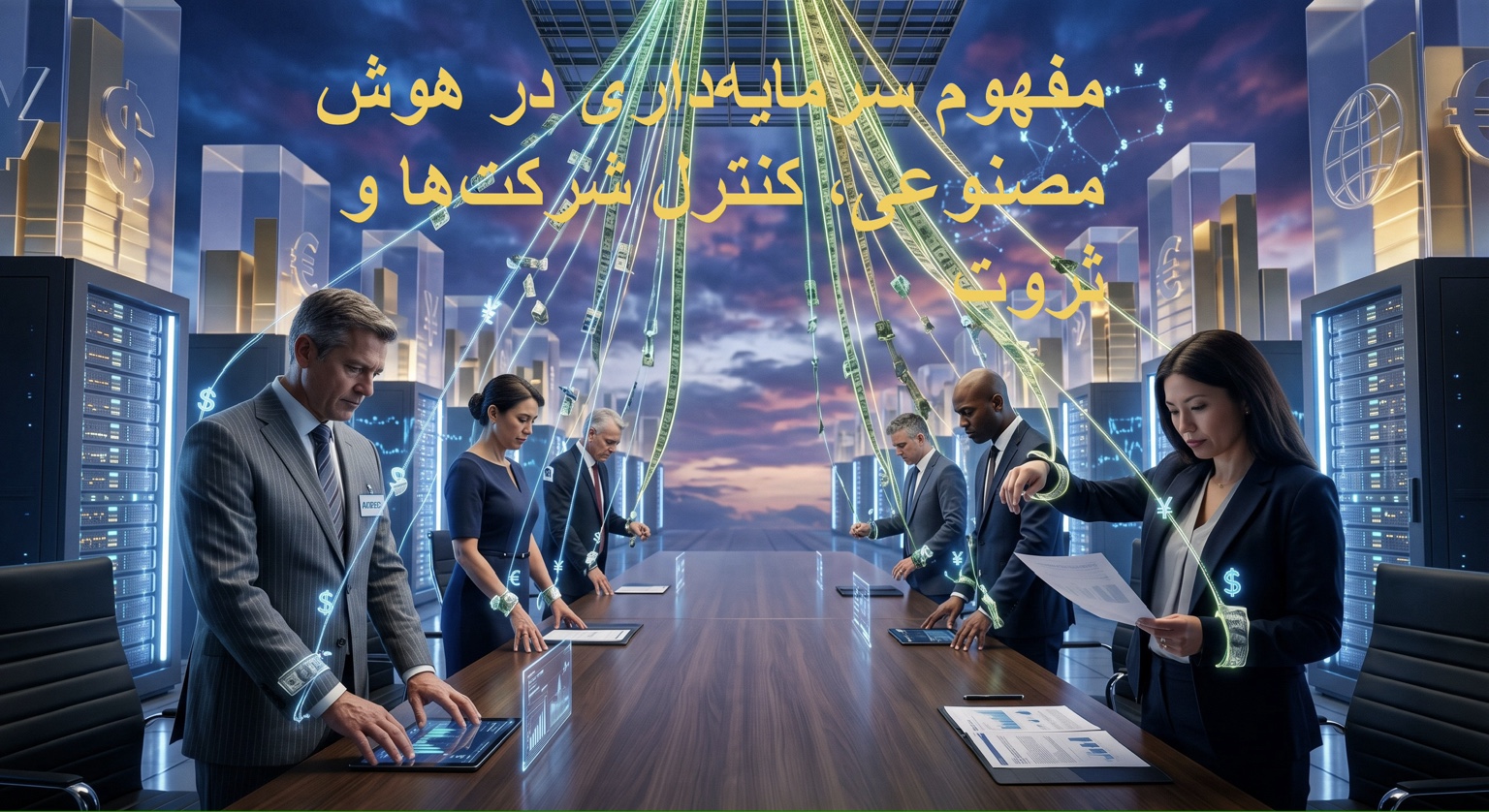 تصویر نمادین تمرکز ثروت در شرکت‌های هوش مصنوعی و زندگی مردم در شهر